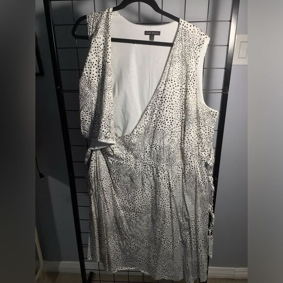 Lane Bryant Plus Size White and Black Polka Dot Faux Wrap Top Dress EUC - Picture 2 of 8